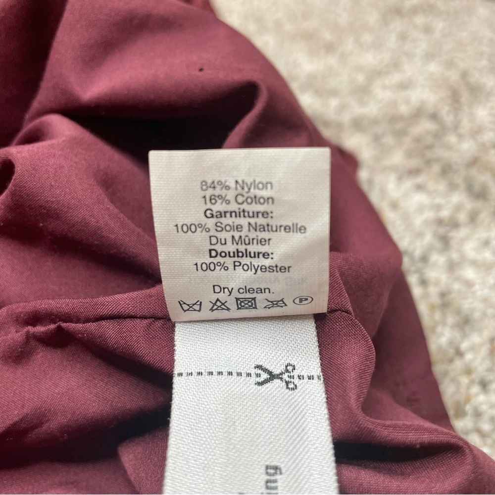 Madewell Magnolia Lace Overlay Short Sleeve Mini Dress in Burgundy Maroon 0 - Picture 8 of 11